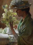 Charles Courtney Curran Lady with a Bouquet oil painting artist
